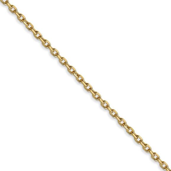 1.8mm 14k Yellow Gold Diamond Cut Solid Cable Chain Necklace 16 Inch